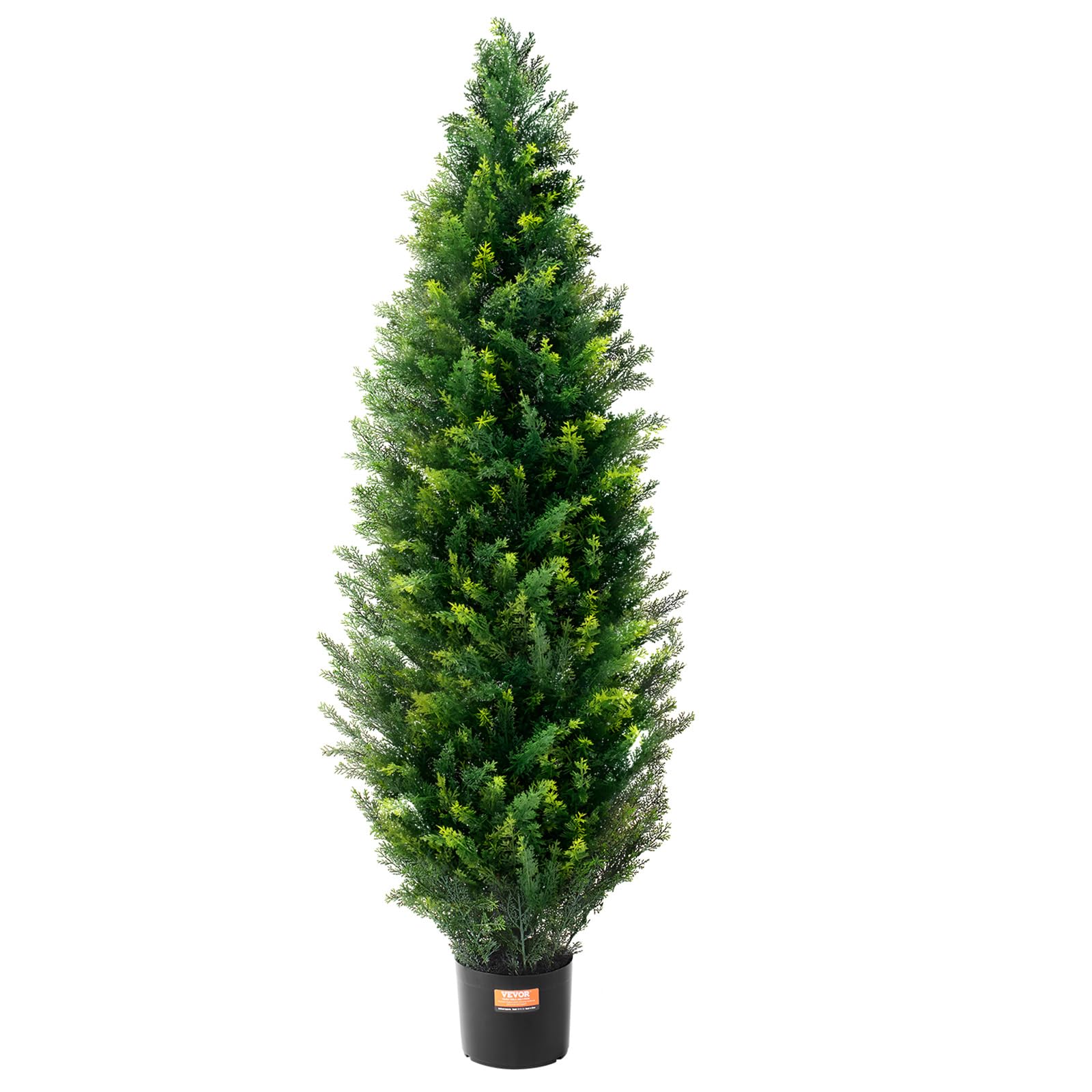 VEVOR Artificial Topiary Cedar Tree, 48 inch Tall (2 Pieces), with Extra Leaves & Pot Faux Evergreen Fake Pine Cypress Trees Plant, UV Rated Artificial Greenery Set for Home Decor Indoor/Outdoor