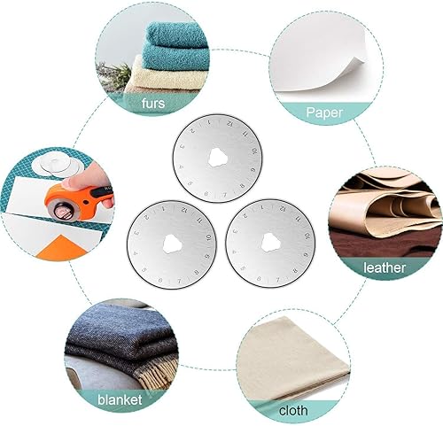 Miniatura 3 de Mudder Cuchillas de corte rotativas de 1.77 pulgadas, paquete de 30 cuchillas giratorias de repuesto compatibles con Olfa, compatibles con Fiskars