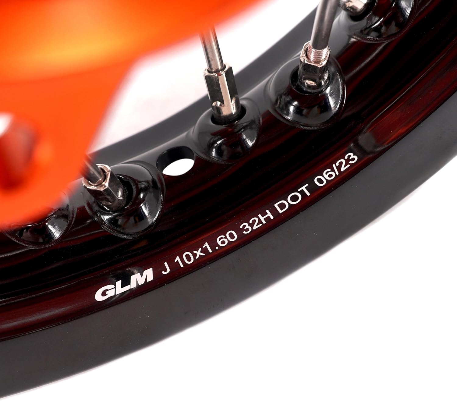 KKE 1.6 * 10"/1.6 * 10" Kid's Small Spoked Wheels Rims Set Compatible with KTM SX50 2014-2023 GAS GAS MC50 2021-2024 Mini Orange Hub