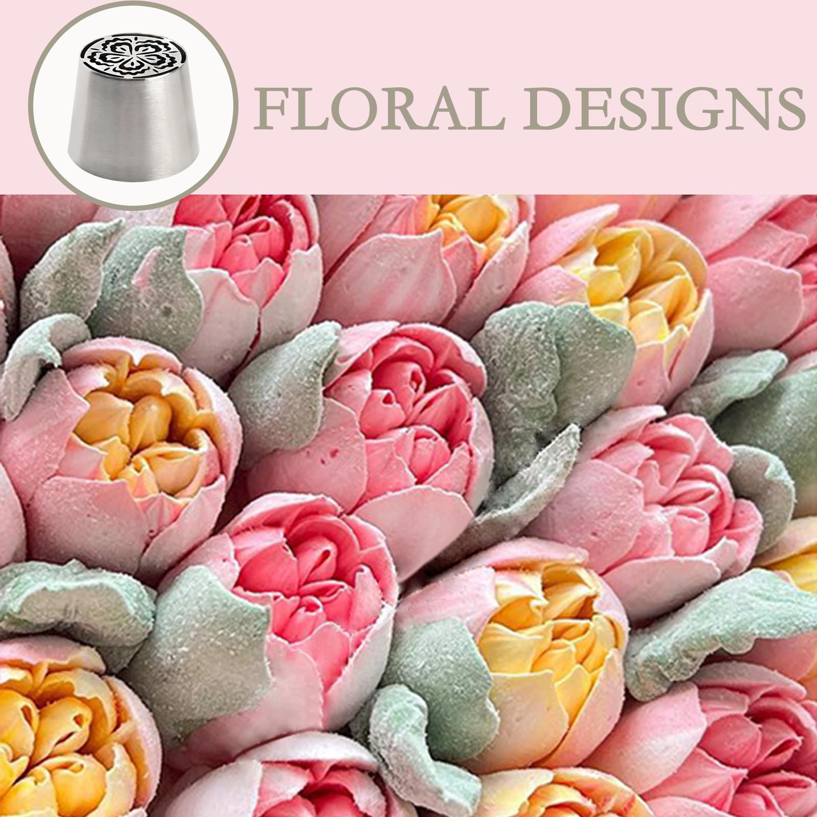 2Pcs Piping Tips Extra Large Russian Piping Flower Nozzles – Stainless Steel Flower Floral Icing Tips for Cake Decorating, Baking Cookies and Desserts