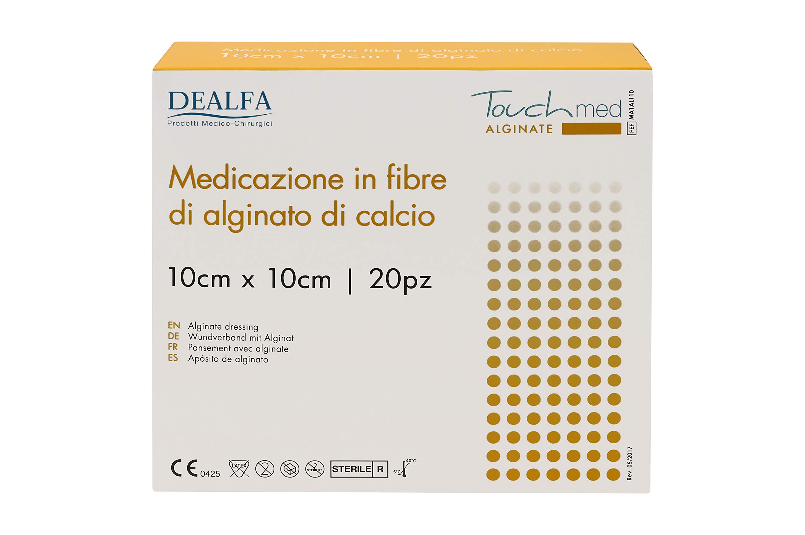 TOUCHMED Medicazione Sterile in Fibre di Alginato di Calcio - 10x10 cm - Elevata Assorbenza - Azione Emostatica - Monouso - Busta Singola da 1 Pezzo - Confezione da 20 Buste