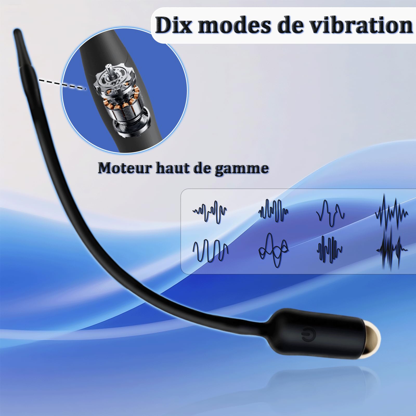 Dilatateurs Urétraux Électriques, 10 Modes de Vibration Dilatateur Uretre | Silicone avec Masturbateur Pénis, Pénis Stimulation de la Prostate Plug Uretre, Jouet Sexuel Vibrateur Urétral pour Homme