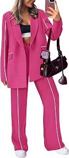 Women's Fall Spring 2 Piece Blazer Outfits Business Casual Oversized Jacket Wide Leg Work Pants Dressy Suit Set