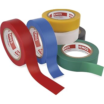EMOS - PVC Insulation Tape Mix 6 Pack, 15 mm, 8 m - Insulating Tape Multicolour Set for Dry Area - High Adhesion, Dielectric 