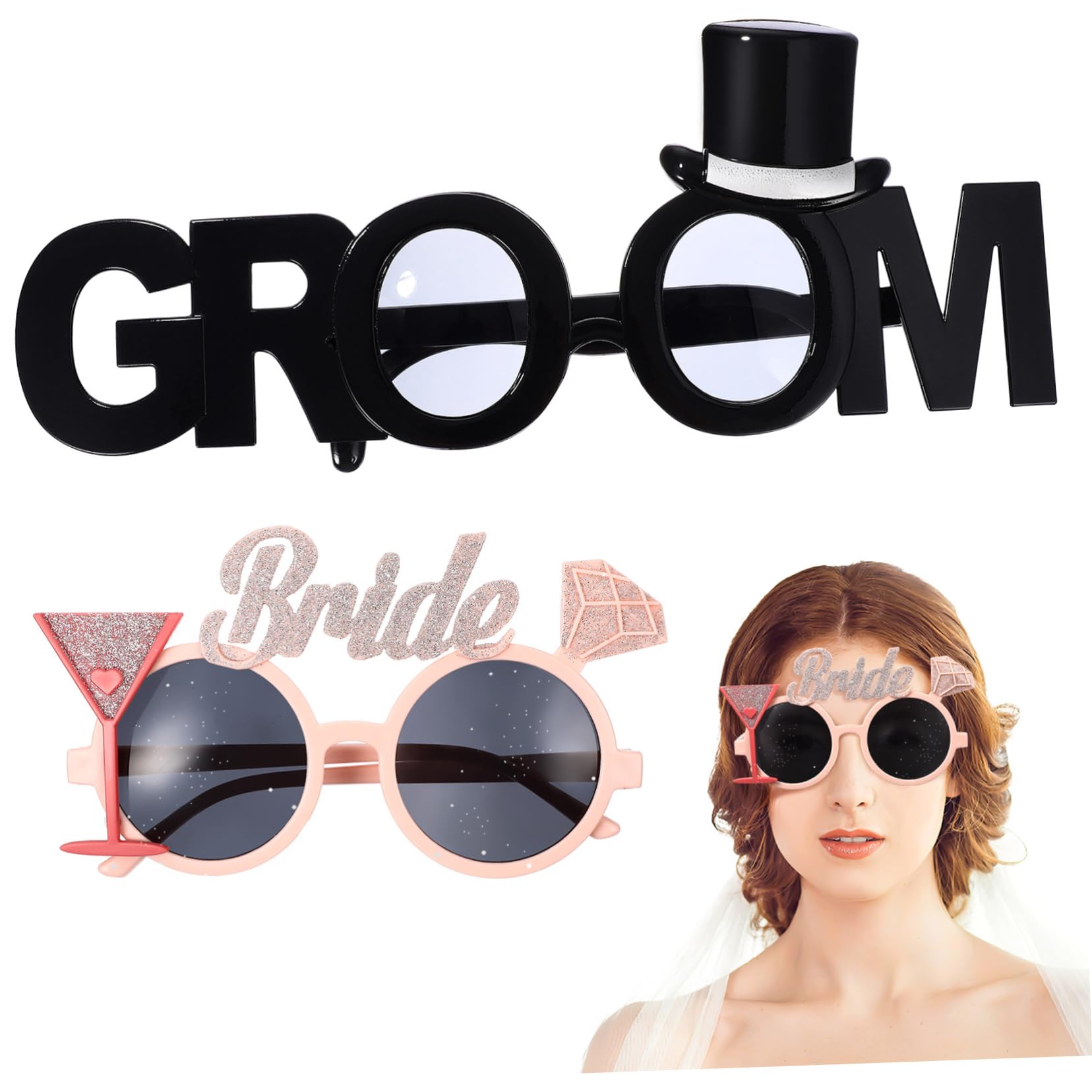 Abaodam 10 Piezas Gafas De Novia Novio Para Adultos Traviesos Anteojos De Novia y Novio Lentes De Sol Para Despedida De Soltero Anteojos De Novio Boda Amantes El Plastico