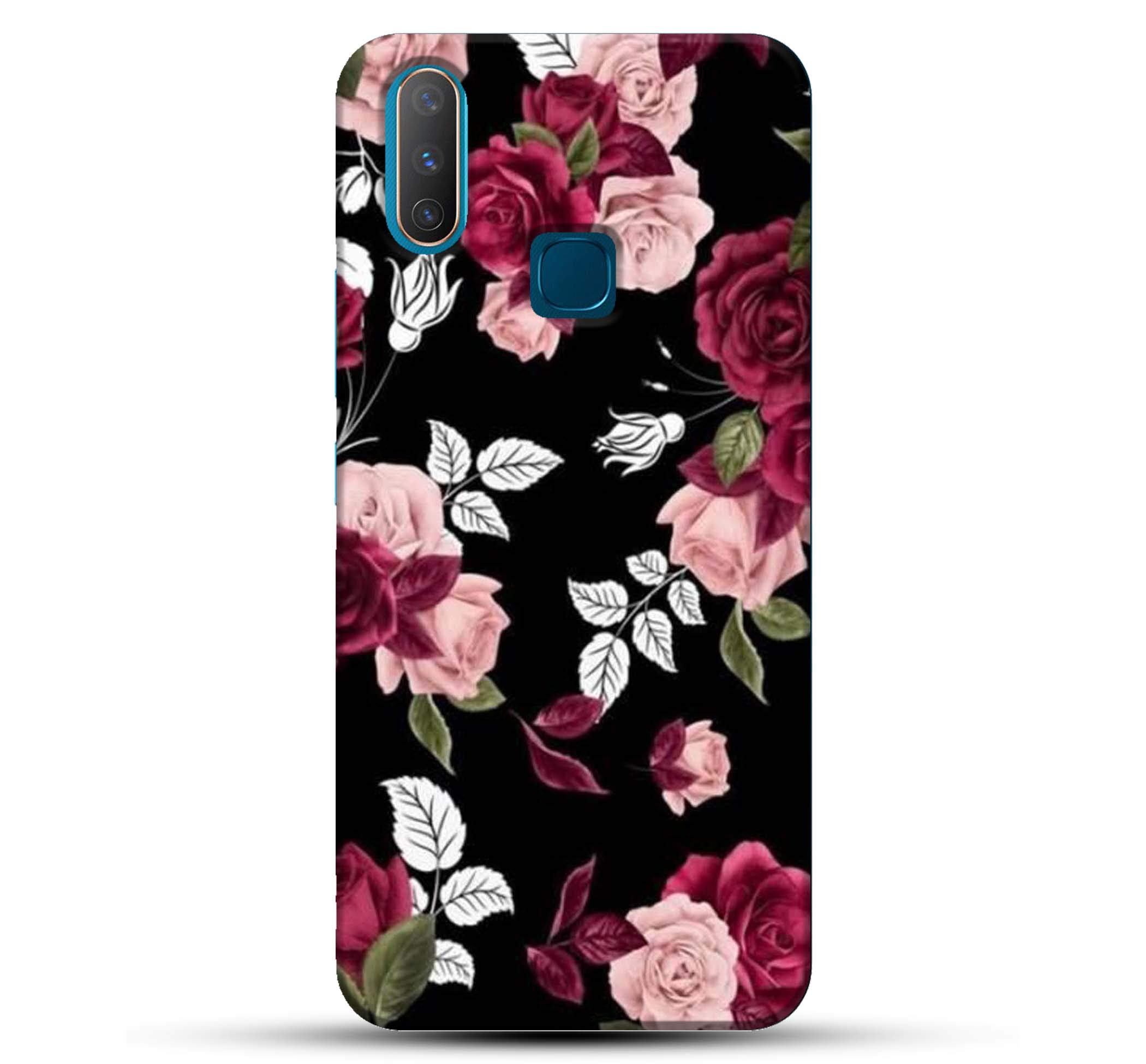 PikkmeVivo Y12 / Y15 / Y17 Back Cover Case | Designer Printed Hard Cases & Covers For Vivo Y12 / Y15 / Y17 For Girls/Women (Cute Red Floral) - Multi-Coloured