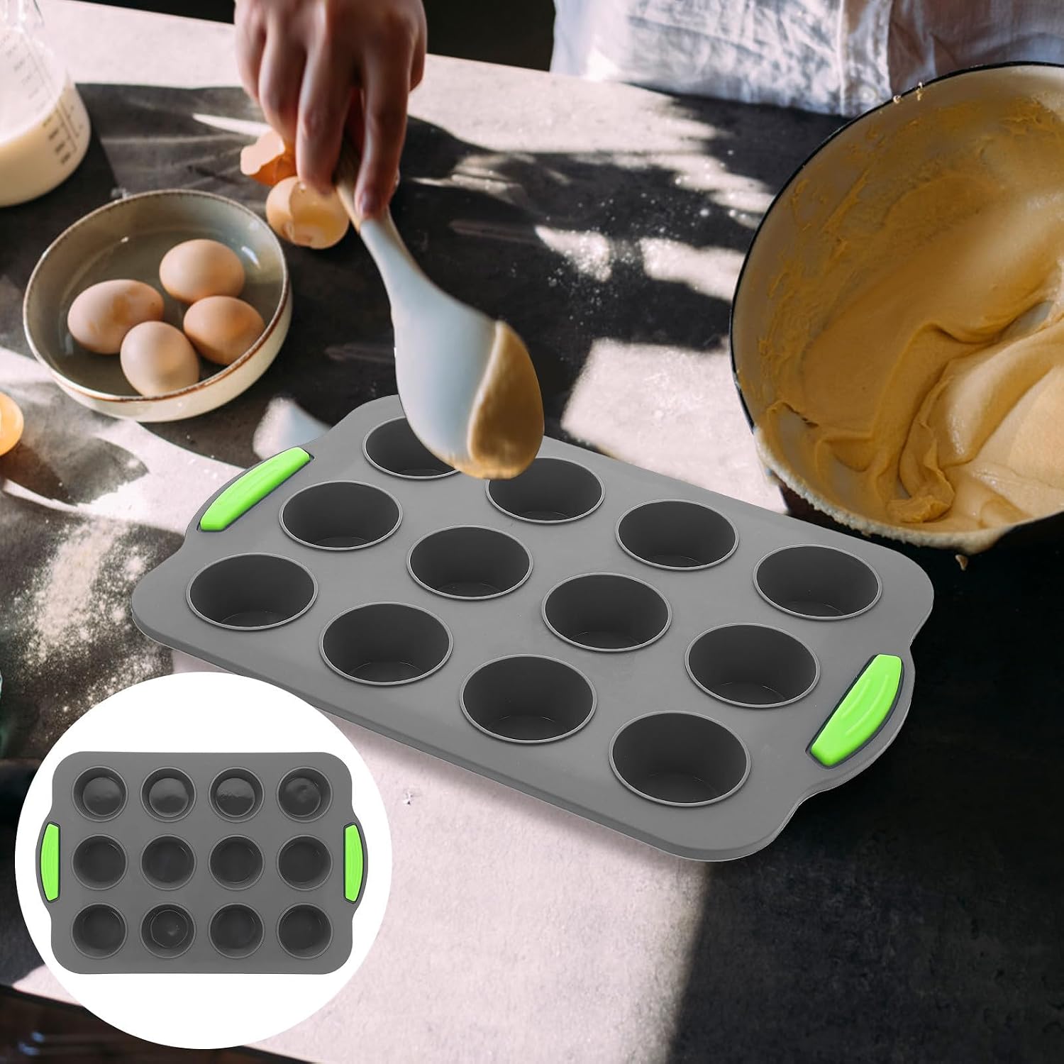 Ciieeo Multi Function Muffin Cup Cake Mold Carbon Steel Silicone for Baking