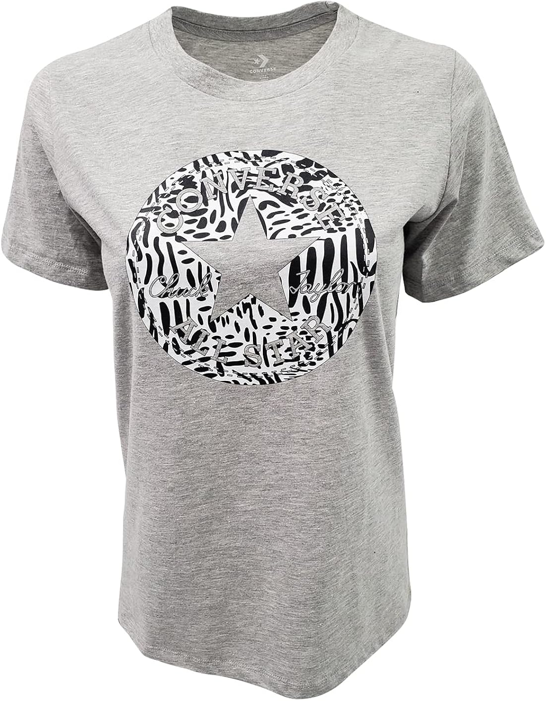 Converse Womens T-Shirt (Small, Grey Heather (Zebra Print Logo)) : Clothing, Shoes & Jewelry