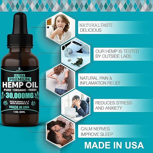 Miniatura 7 de Extracto orgánico de aceite de cáñamo, paquete de 3 unidades de aceite de semilla de cáñamo de alta potencia, fabricado en Estados Unidos,