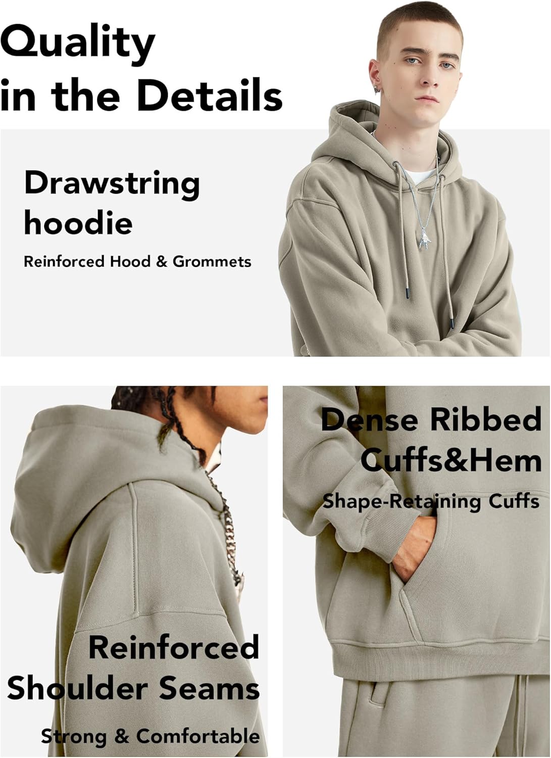 Mens Hoodie Heavyweight Fleece Hoodie Sweatshirt for Men Oversized Pullover Hoodie with Pocket Causal Sportswear - Image 7