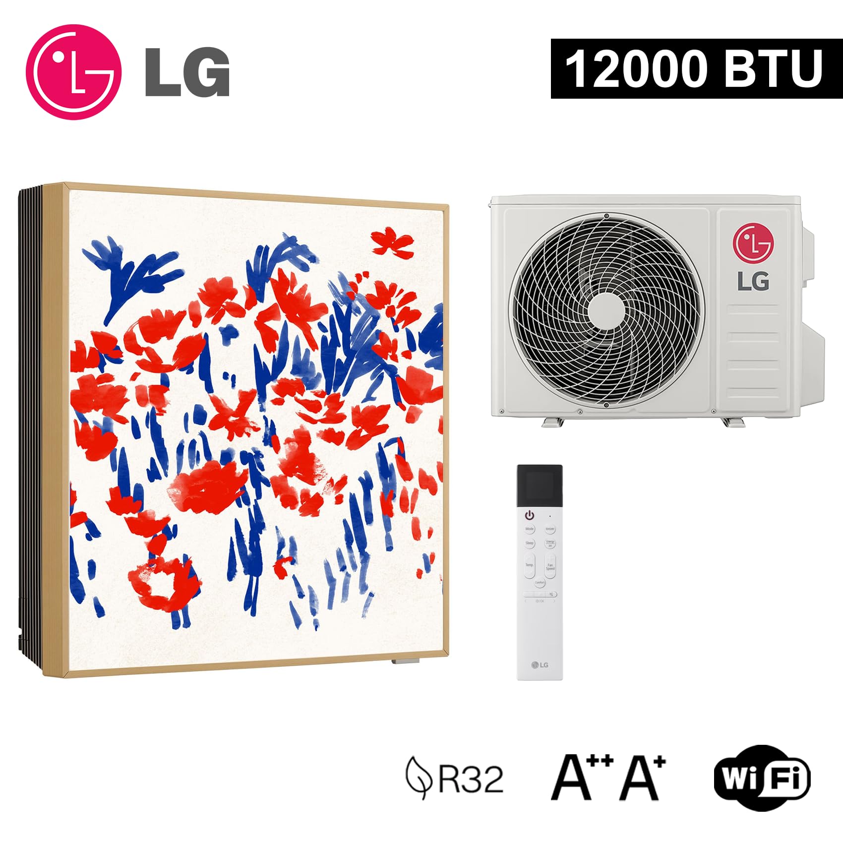 LG Aire Acondicionado Mono Split ArtCool Gallery Photo A12GA1, Climatizador de Pared 12000 Btu con Bomba de Calor, Panel Frontal Personalizable, WiFi, A++/A+