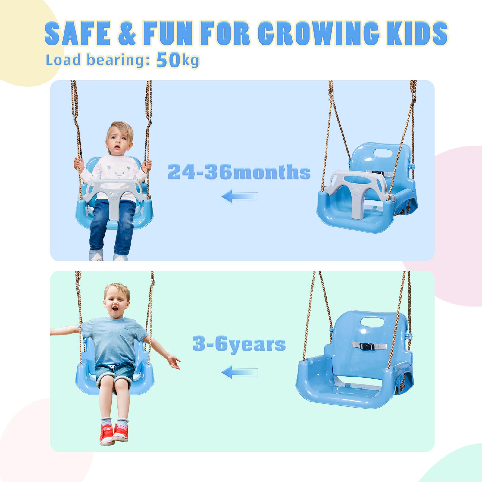 CCLIFE Altalene da Giardino per Bambini con Struttura In Metallo per Esterno Interno Altezza Regolabile ZERRO