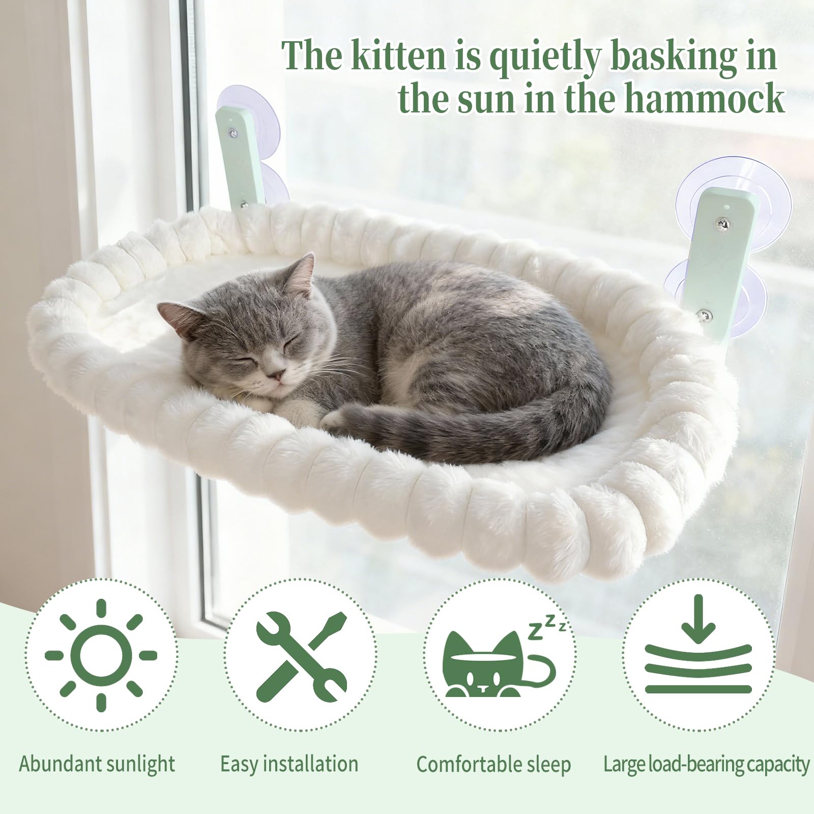 Cama para gatos para ventanas, gatos o ventanas, tumbona para gatos, hamaca con funda reversible y ventosas, estructura de acero estable, soporta hasta 18 kg, para gatos domésticos y perros