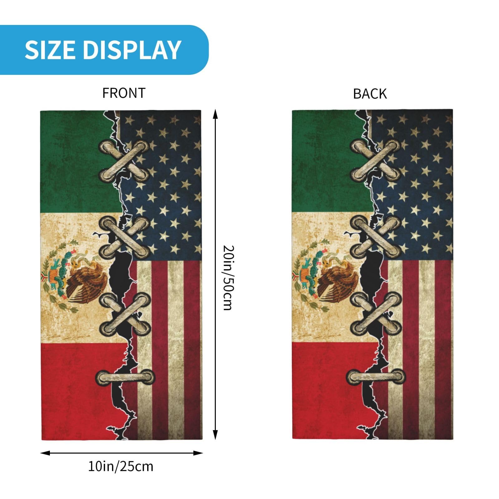 America and Mexico Mexican flag Vintage combine Neck Gaiter Face Cover Mask Bandana Gator Balaclava Tube Face Scarf Headband Outdoor Sport Mask Sun Protection for Men Women