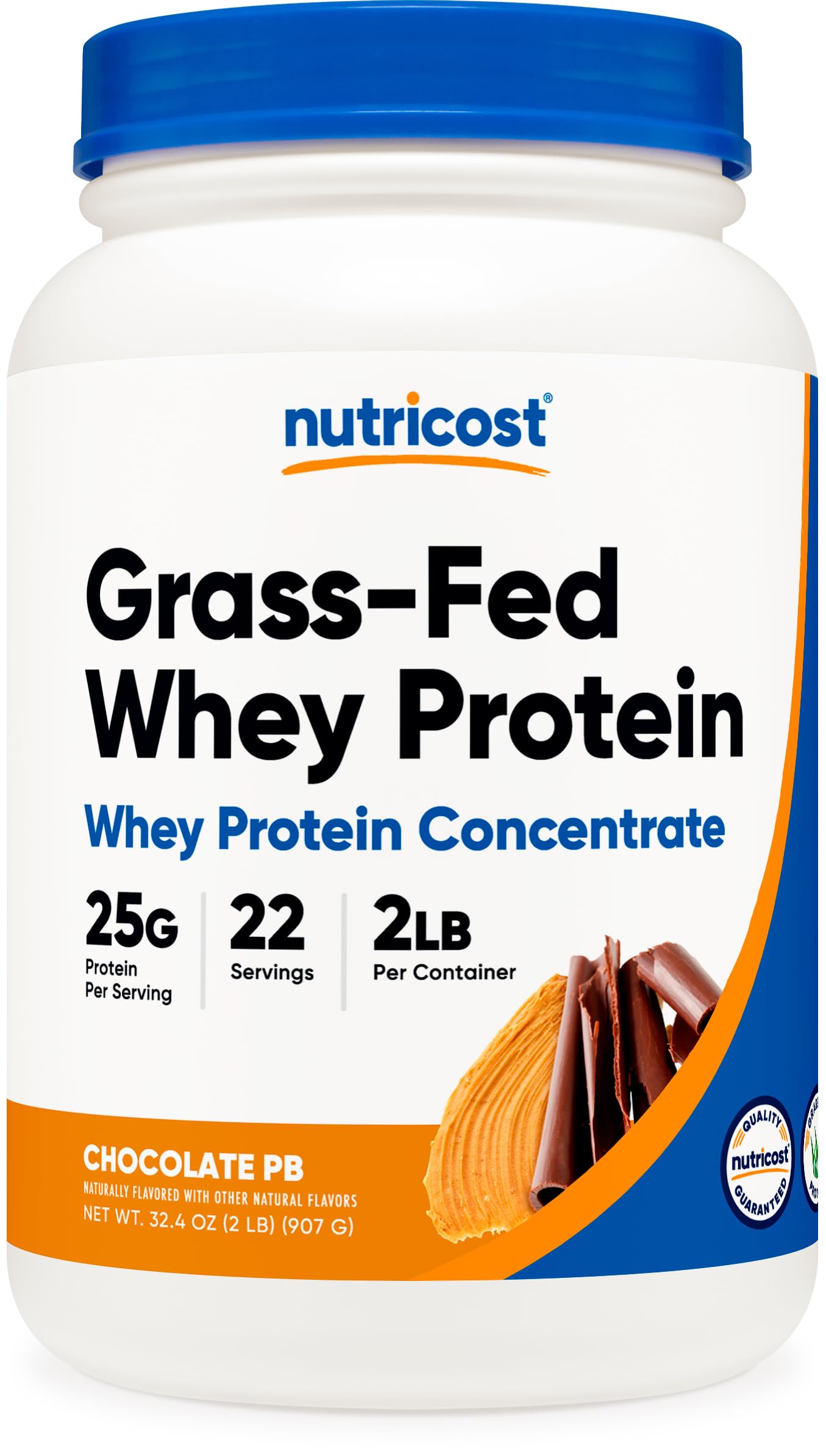 NutricostGrass-Fed Whey Protein Concentrate (Chocolate Peanut Butter) 2LBS - Post Workout Powder Supplement, Non-GMO