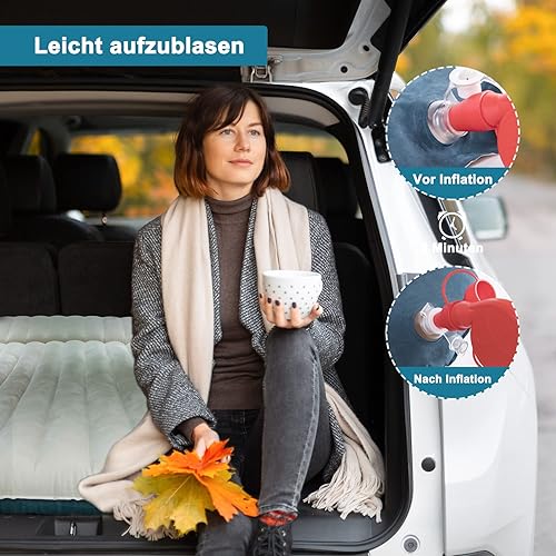 Miniatura 5 de Colchón de aire para SUV de doble cara grueso y flocado, almohada integrada con colchón de inflador para automóvil  Colchón de aire cómodo y