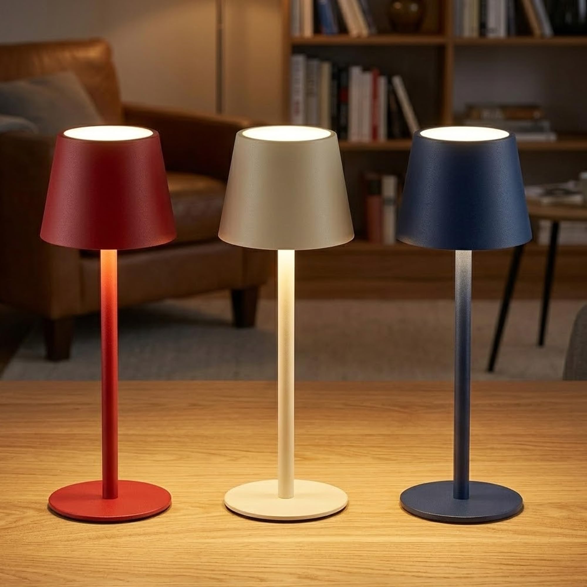 STORM TRADING GROUP Turin Cordless Table Lamp for Outdoor & Indoor Room Lantern Reading Light (Crimson)