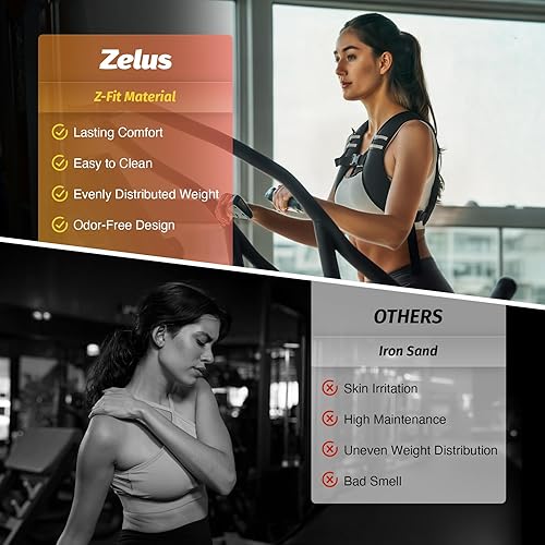 Miniatura 5 de ZELUS Chaleco con peso, chaleco con peso de hierro suave Z-Fit para mujeres y hombres, chaleco de peso de 51015 libras con rayas reflectantes y