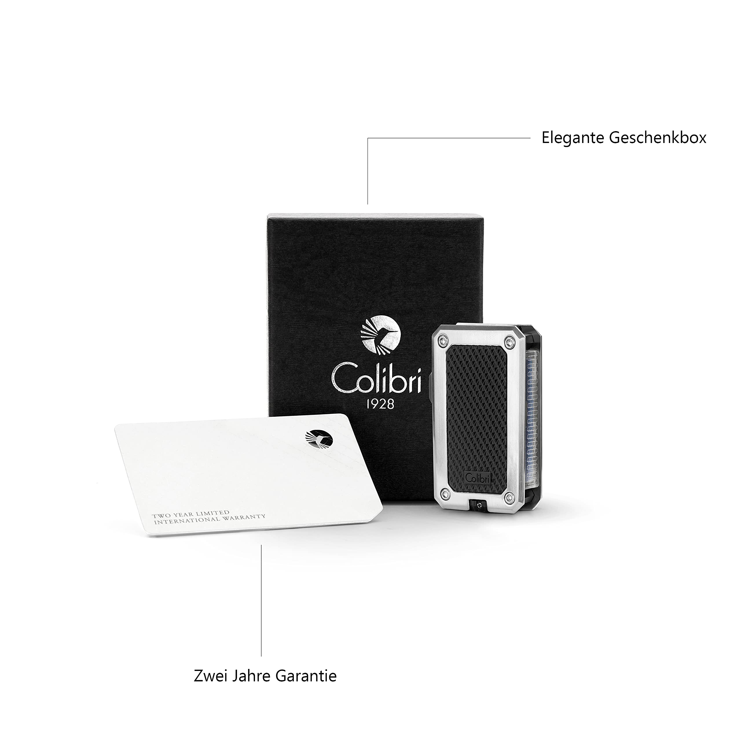 Mechero-Encendedor Colibri-Rally-en metal -llama Jet a prueba de viento, para cigarrillos y puros.Recargable. Funciona con gas butano(no incluido). Se envía en estuche de regalo. Dos años de garantía.
