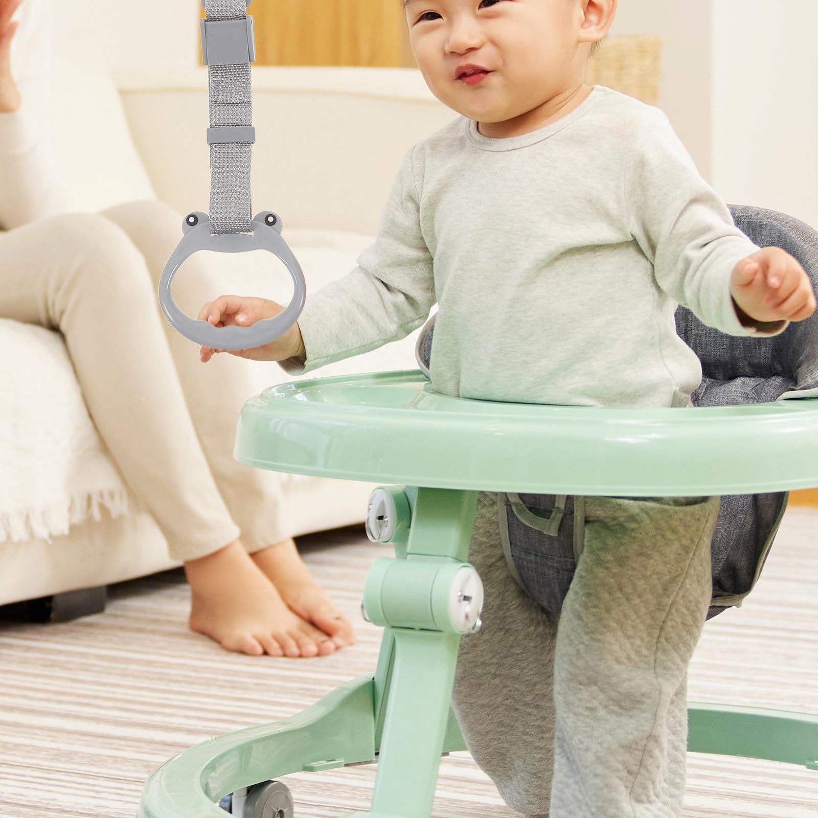 GARVALON Lot de 4 Anneaux de Traction Réglables pour Bébé Poignées Parc à Bébé en PP et Nylon Support Stable à Se Tenir Debout Marcher Accessoires d'apprentissage pour Tout-Petits Usage