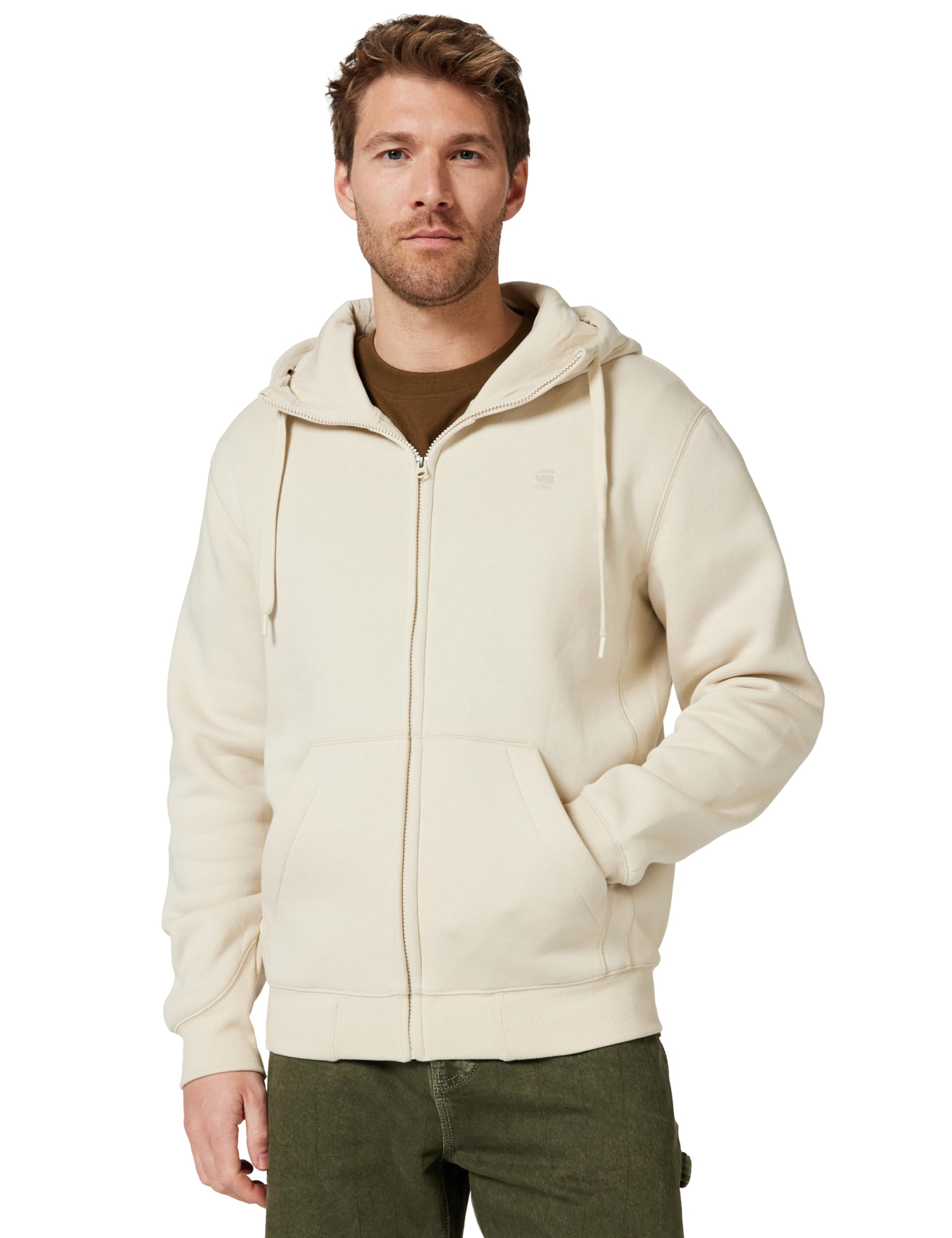 G-STAR Men's Premium Core Hooded Zip Sweater, White (Whitebait D16122-c235-1603), M