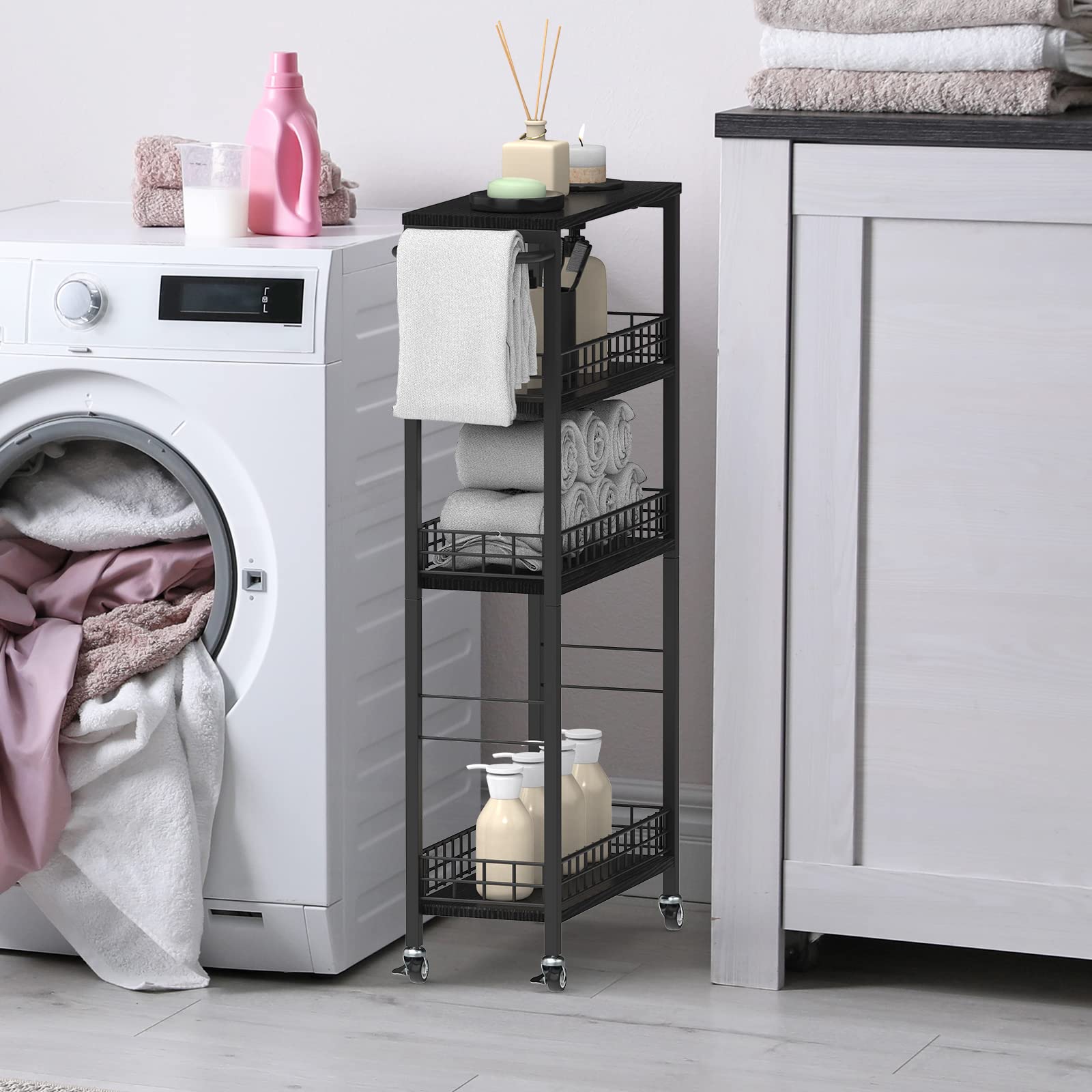 Carrello Salvaspazio Relaxdays Per Cucina E Bagno - 3 Scomparti, 2