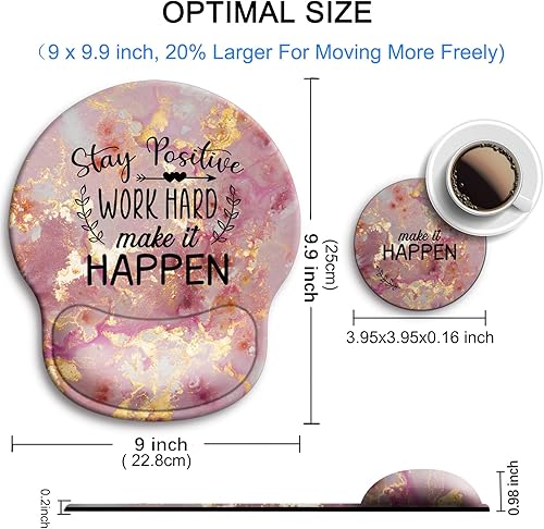 Miniatura 4 de Alfombrilla ergonómica para mouse con reposamuñecas, reposamuñecas de gel grande, con posavasos antideslizante y alivio del dolor para computadora,