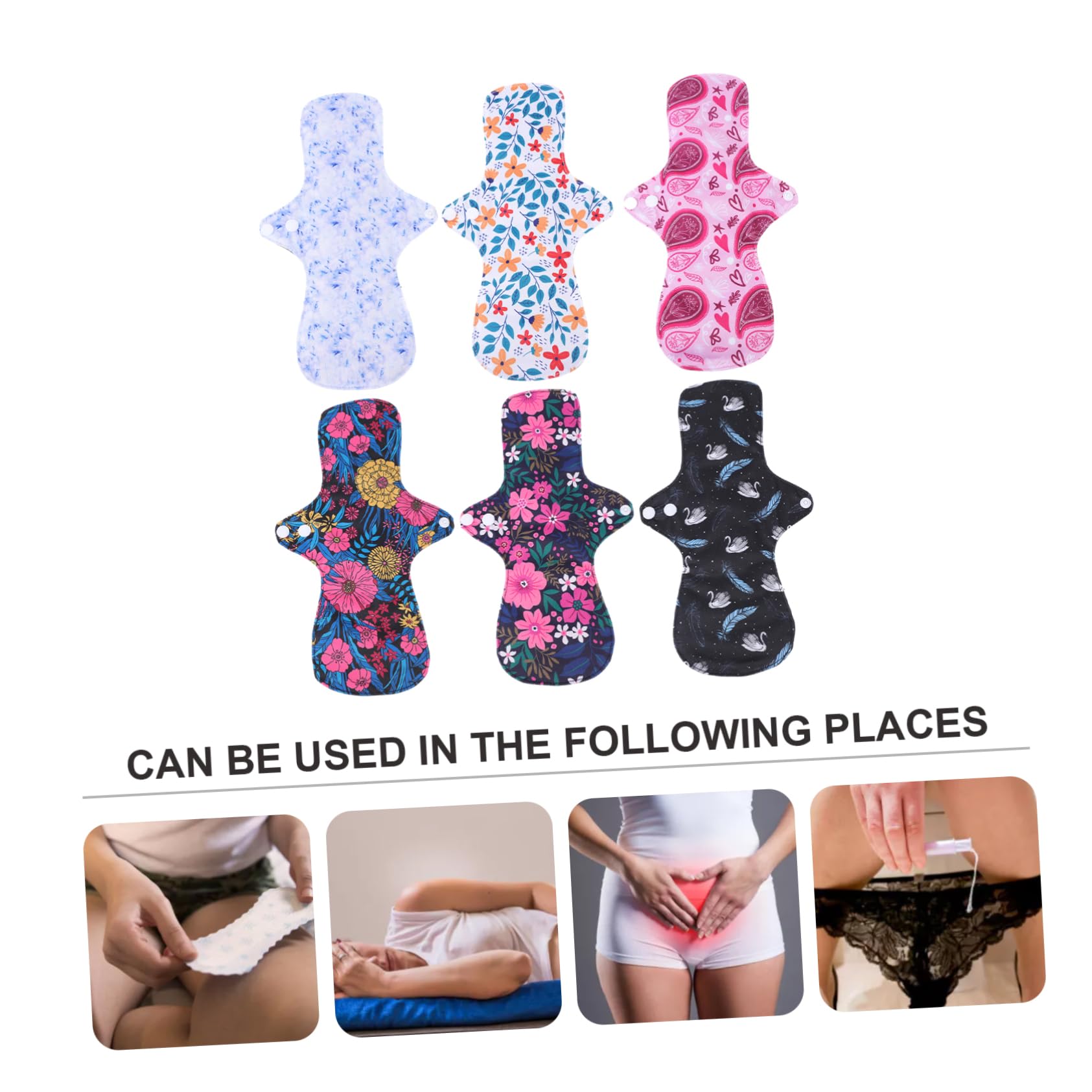 Beaupretty 6 Compresas Reutilizables para Adultos y Material Pul Transpirable Alta Capacidad de Absorción Color Aleatorio Ideales para Uso al Aire Libre y Viajes
