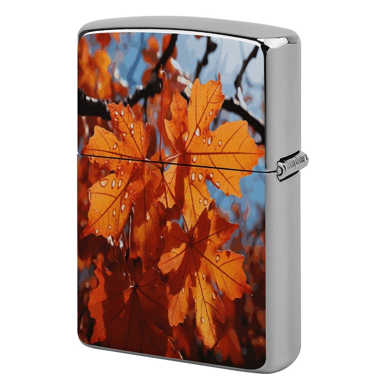 Fodpand Style Fall Maple Leafs Metal Lighter Case Cover Lighter Sleeve