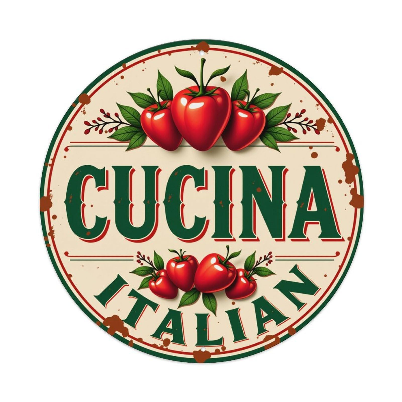 Jdyansheng Vintage Cucina Italian Tomatoes Leaves Tin Sign Metal Poster Metal Signs For Home Man Cave Bar Cafe Kitchen Laundry Room Wall Decorations Gift 8X8inch