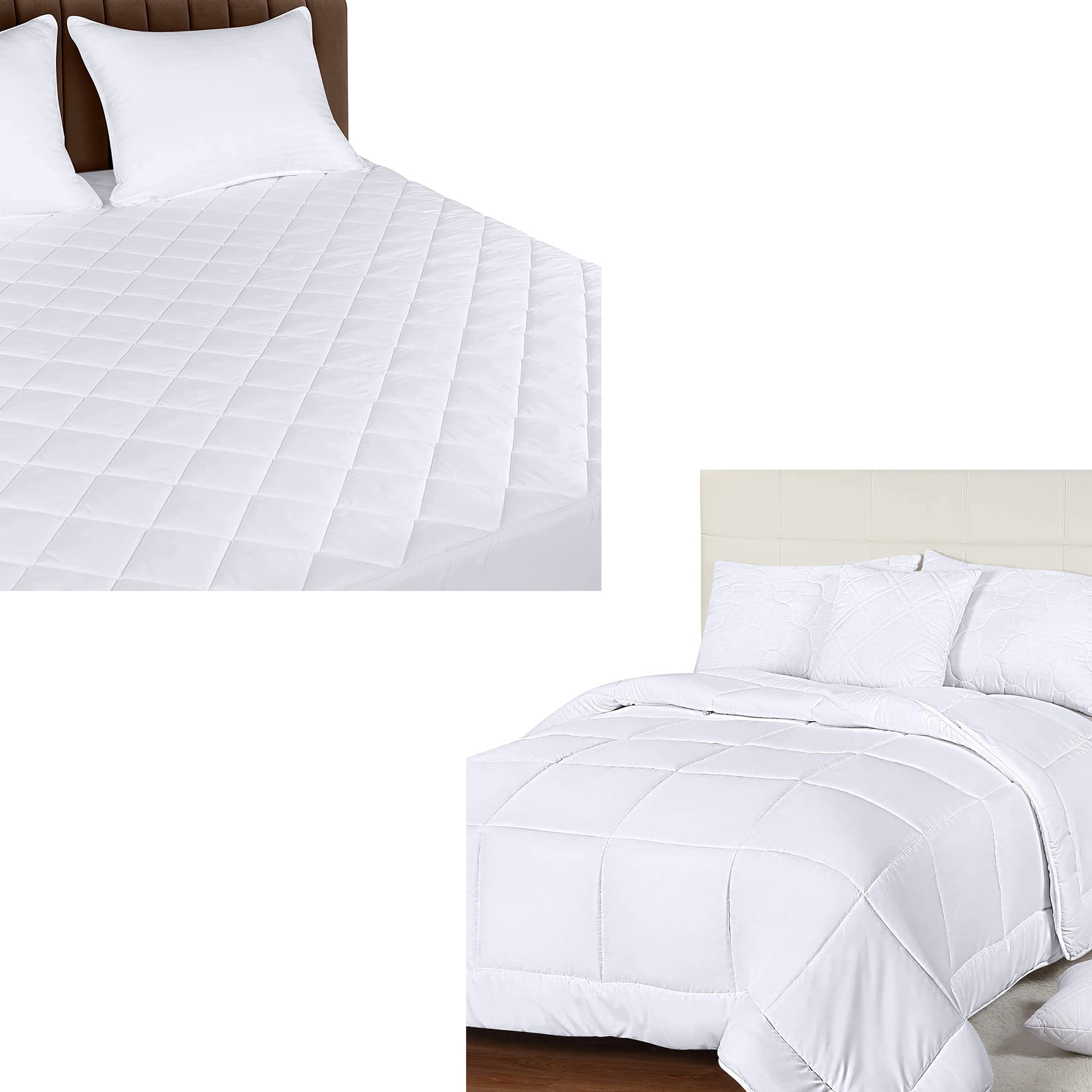 Utopia Bedding 1 All Season Down Alternative Comforter with 1 Quilted Fitted Mattress Pad