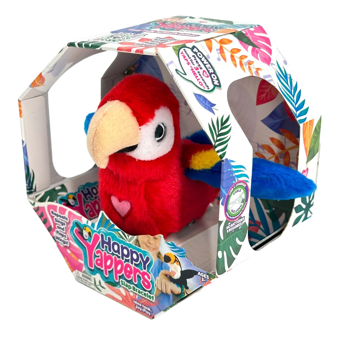 Happy Yappers Red Parrot Interactive Plush Bird, Talking Toy with Wing Flapping, Repeating Toy that Mimics Words & Sings - Image 2