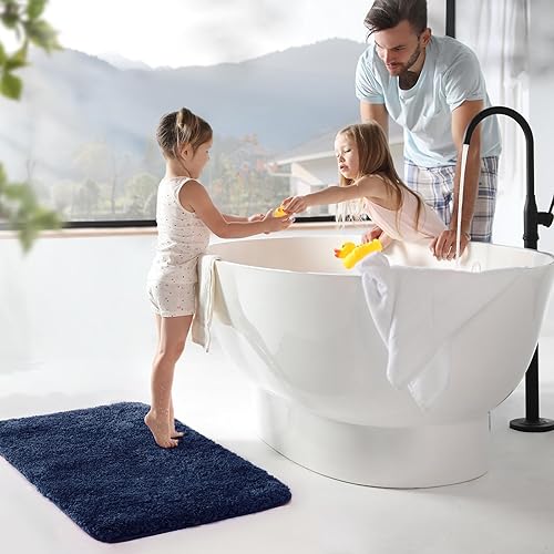 Miniatura 2 de TECHMILLY Alfombras de Baño Súper Suaves y Peludas, Alfombras de Baño de Microfibra Absorbentes Gruesas Antideslizantes, Alfombra de Baño de Secado