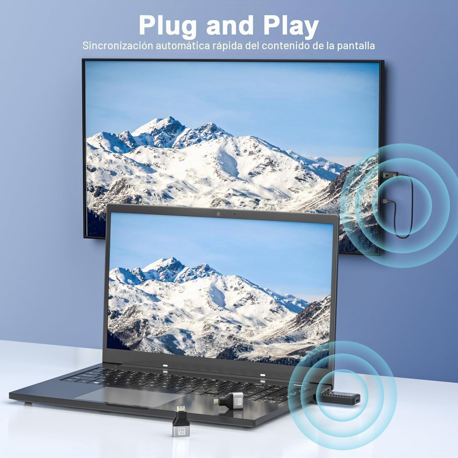 PWAYTEK Transmisor y Receptor HDMI inalámbrico con decodificación 4K, Salida 1080P, Alcance de 164 pies, Doble Banda 2.4G/5G; para PC, portátiles, TV y proyectores; Plug & Play