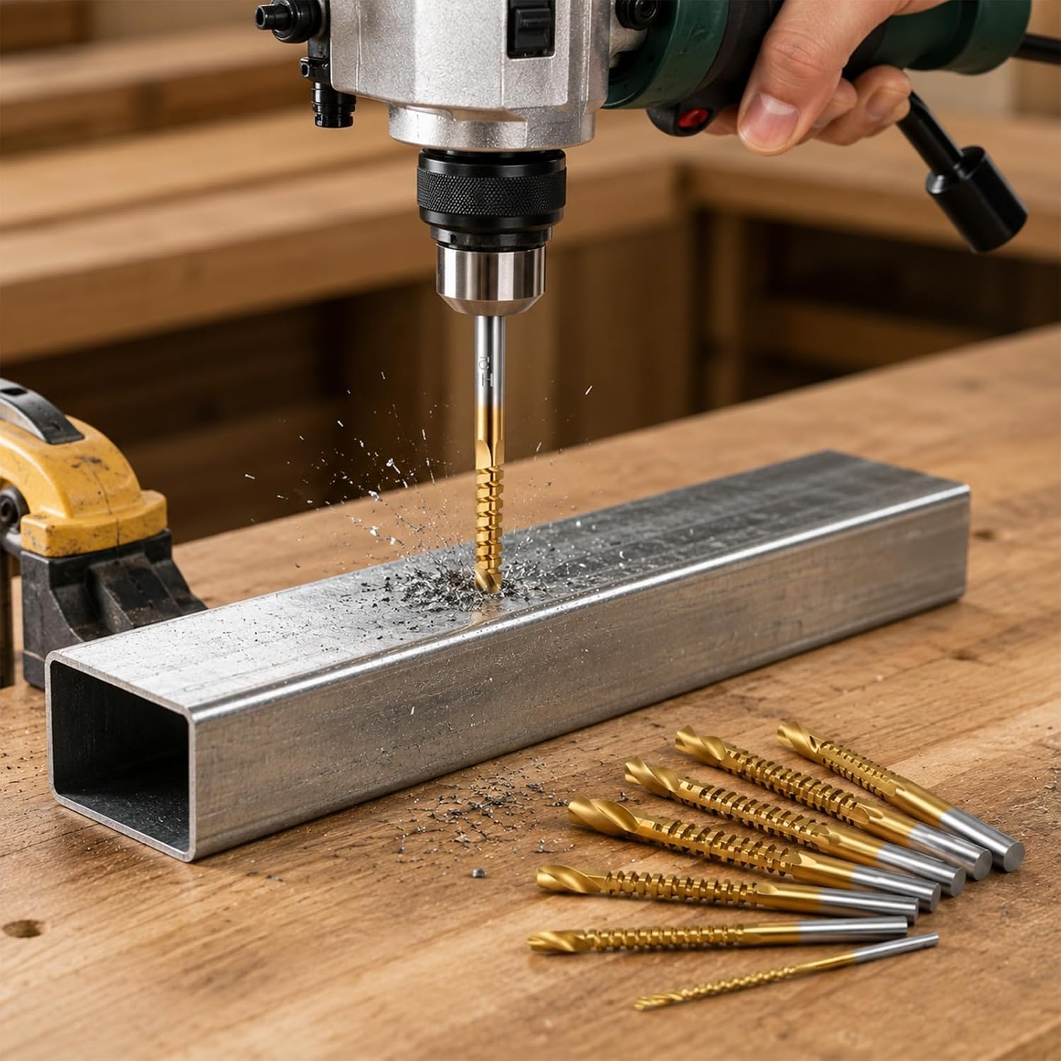 8 Pack Titanium Coated HSS Twist Drill Bits, Twist Drills Bit | 3-10mm Side Cutting Drill Bit with Hex Shank for Steel, Wood & Plastic, Serrated Edge for Precise Hole Cutting