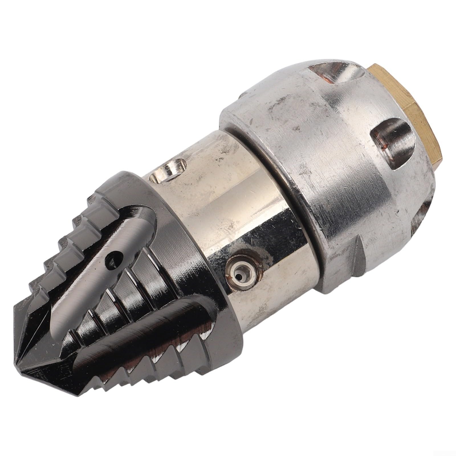 Boquilla giratoria de 360° de acero inoxidable para limpiadora a alta presión, rosca interior G1/2, 40 l/min, 150 kg, plata, 89 x 38 mm, para enjuagar tuberías de aguas residuales y canales, 1 pieza(B