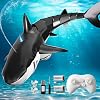 2.4GHz Remote Control Shark Toy for Pool, 1:18 Scale High Simulation RC Shark with Light & Spray Water, Electric Remote Controlled Swimming Toy Boat for 4 5 6 7 Year olds Kid Boys (Black)