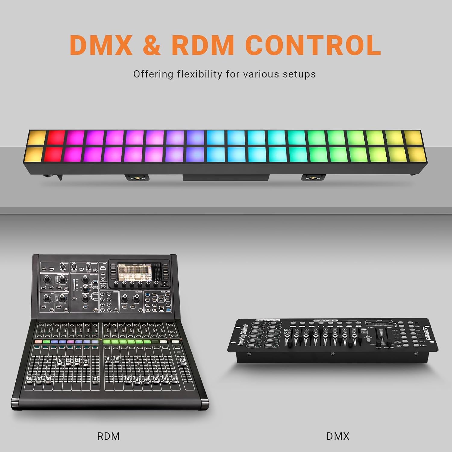 100W Stage Pixel Lights with Stand: 40LEDs Dual-Row RGB DJ Light Bar with Adjustable Tripod - 37 Static Color & 95 Changing Show Effects for Wedding Party Music Live Dance Club Band Stage Lighting