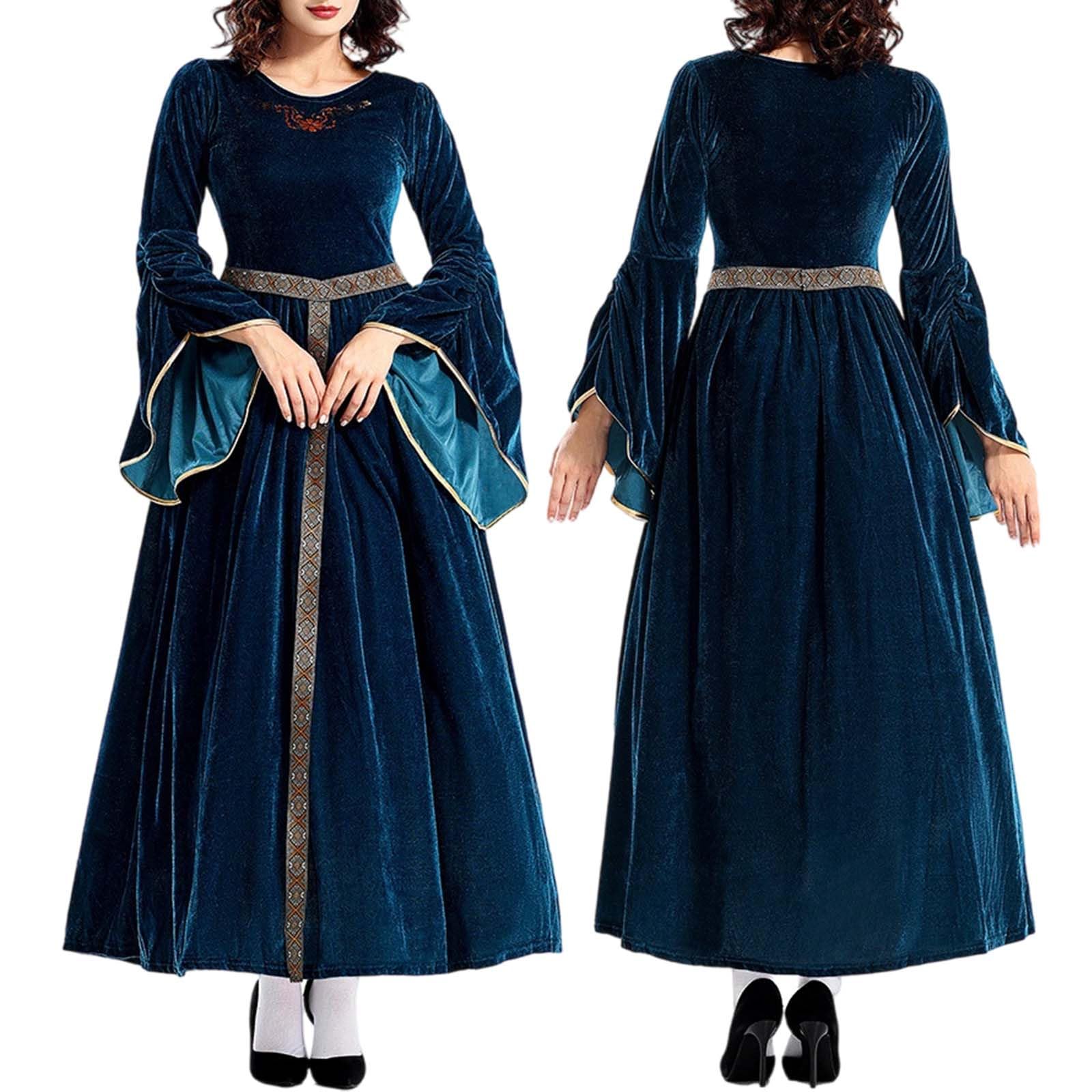 Costume di Halloween retrò con maniche a tromba, abito medievale al centro