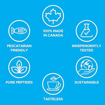 DeepMarine Collagen 100% Canadian Made Collagen Peptides, Wild-Caught Collagen Powder, Hydrolyzed Marine Collagen - 30 Day Supply - Gluten-Free, Tasteless, Odourless, Keto and Paleo Friendly