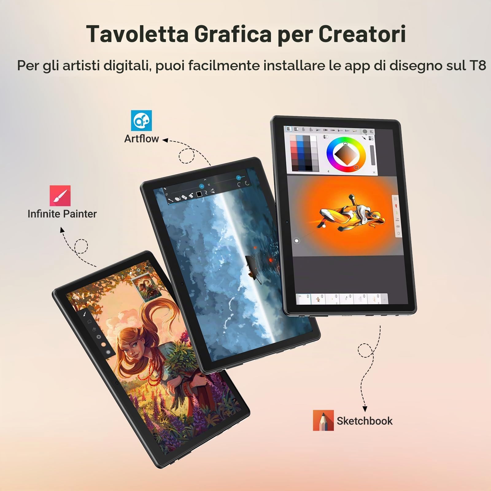 RubensTab T8 - Tavoletta da disegno autonoma, non necessita di computer per principianti