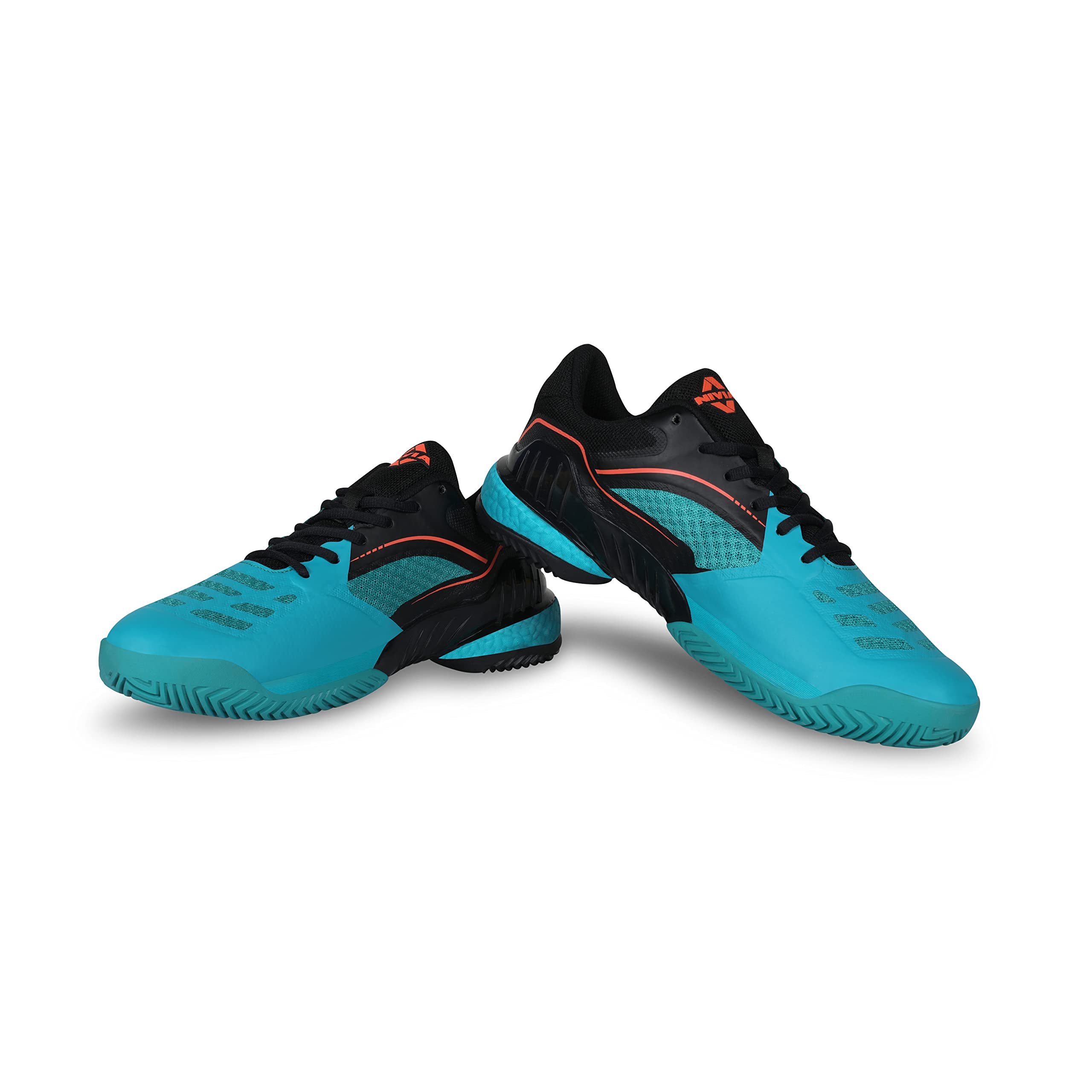 Nivia RAY 2.0 Tennis Shoes for Men | High-Performance Court Footwear | Non-Marking Court Shoes for Tennis and Athletic Performance | Tennis Court Sports Shoes | (Turquoise/Black) | Size UK06 4