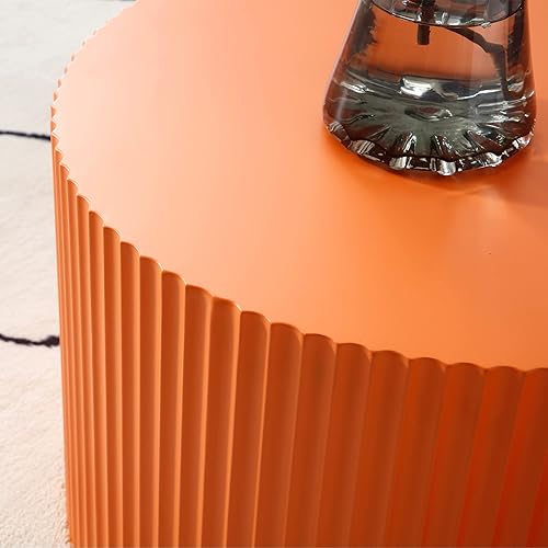 Miniatura 20 de Juego de 2 mesas auxiliares apilables rústicas, modernas mesas auxiliares redondas de madera con patrón de mármol para sala de estar, dormitorio,