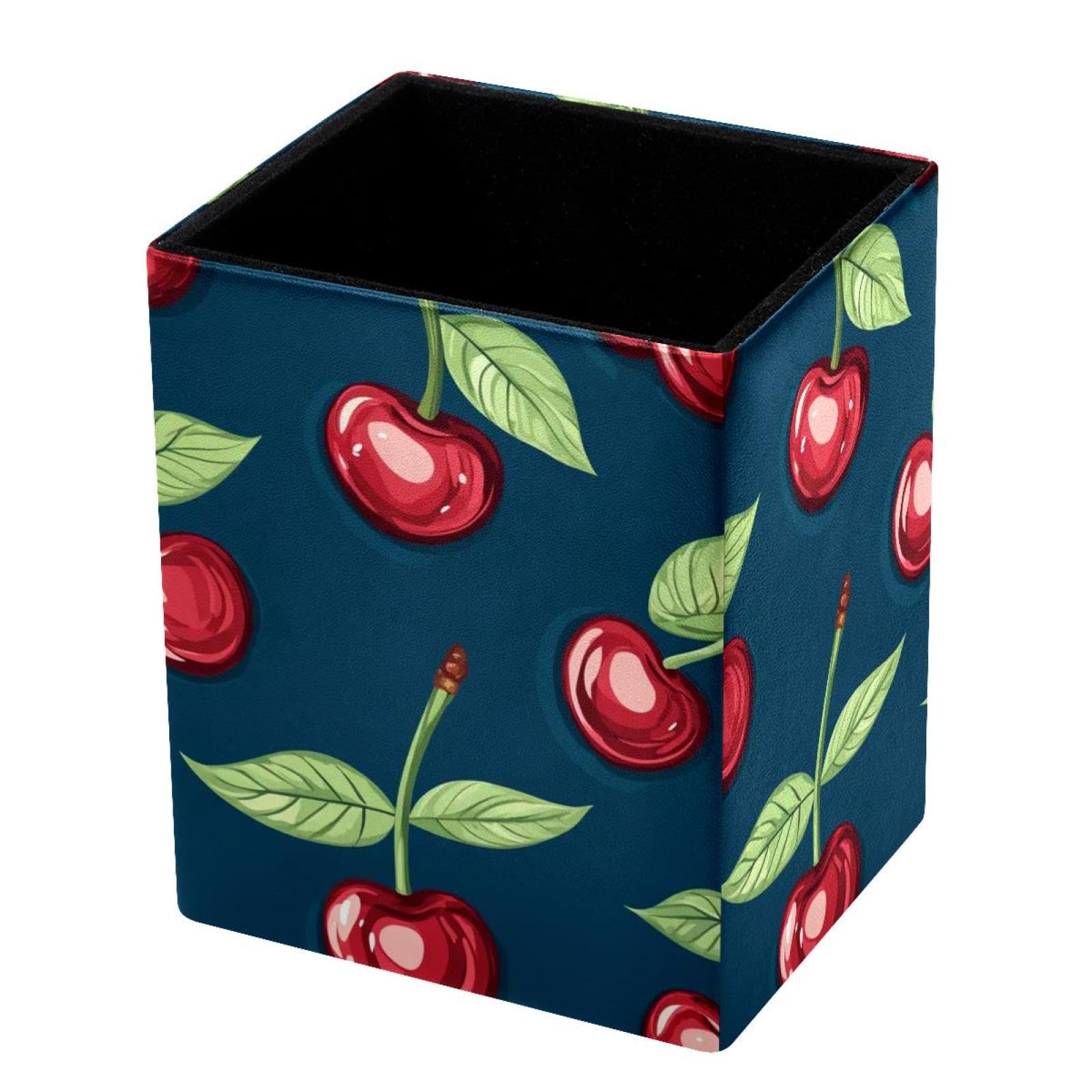 VAPOKF Pencil Holders for Desk, Delicious Cherry Printed Pen Holders Pen Pot Makeup Brushes Storage Desktop Stationery Supplies Organiser for Home Office