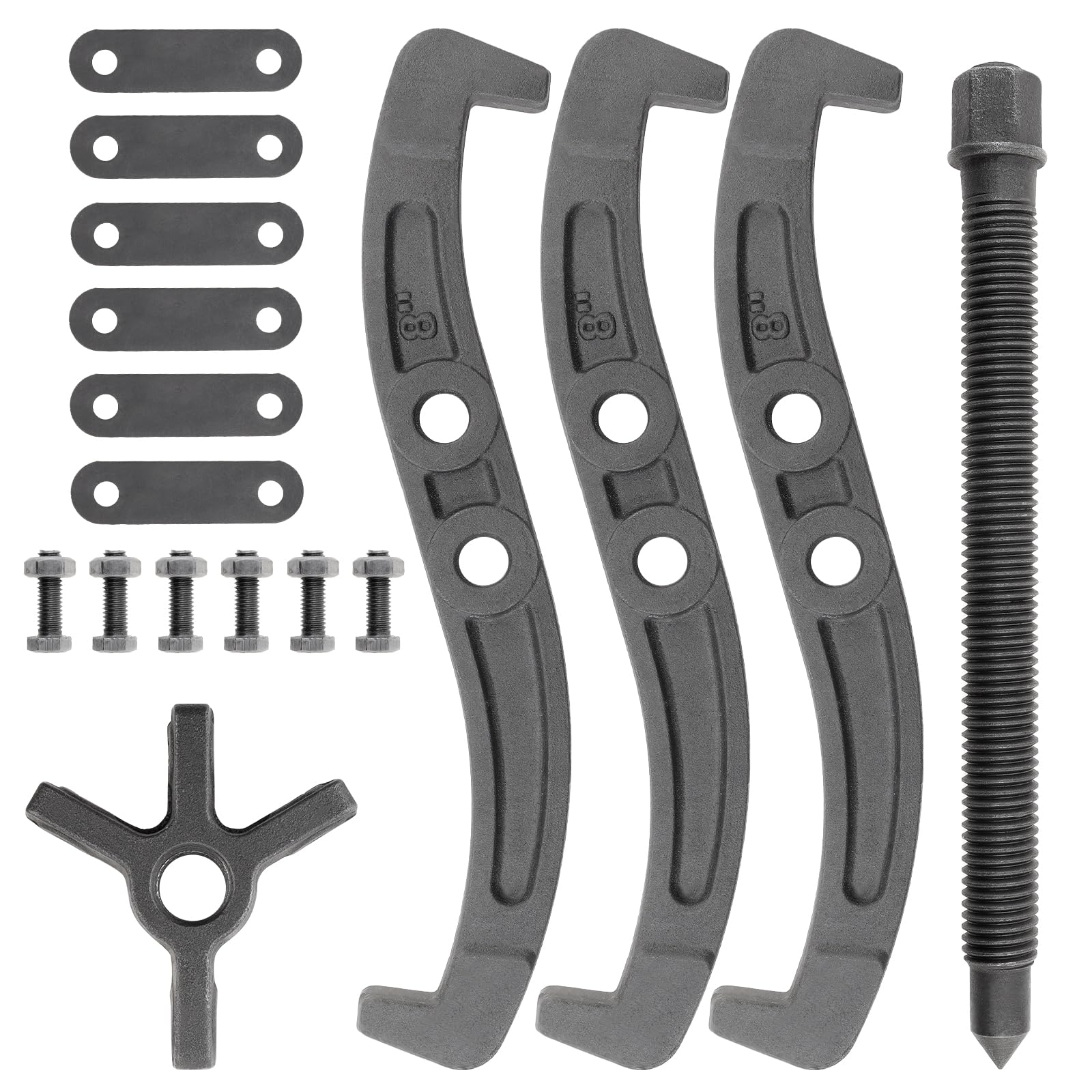 Kit de Extractor de cojinetes de 8 Pulgadas y 200 mm para extracción de poleas, Engranajes y Volantes con 3 mordazas, Juego de extractores de Engranajes Motor Tech de Alta Resistencia.