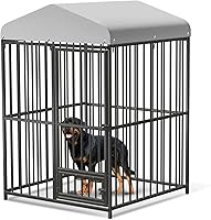 Vista 6 de Perrera para perros de 4 x 4 x 6 pies, recintos resistentes al aire libre con cubierta de techo impermeable resistente a los rayos UV y cerradura