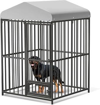 Outdoor Dog Kennel Outside Heavy Duty Dog Enclosure House Mesh Big Pet Pens Dogs Cage with Waterproof Cover Roof for Large Dog Kennels Pens