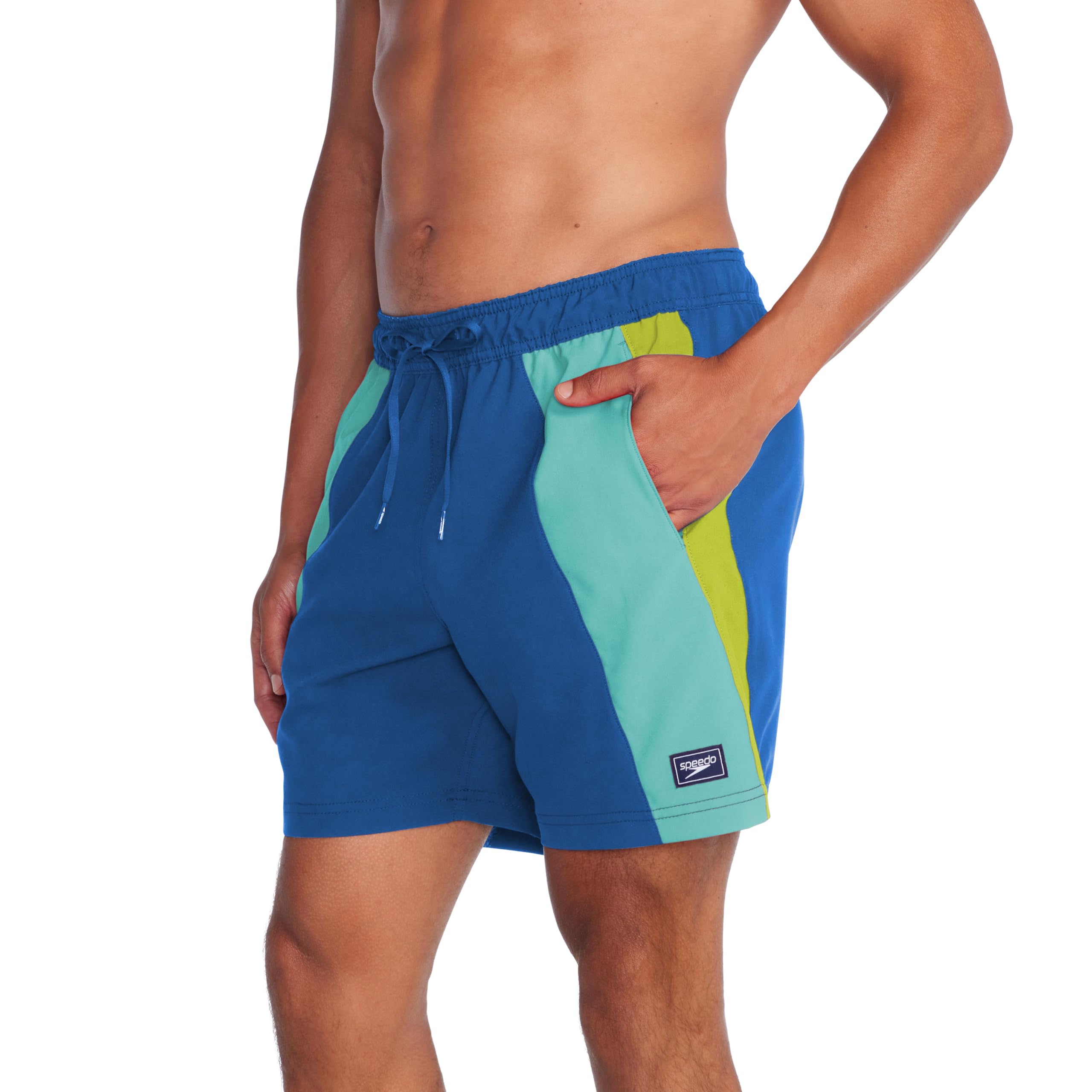 Speedo Bañador Redondo Estampado de Longitud Media Hombre, Vertical Mar Turco, XXL