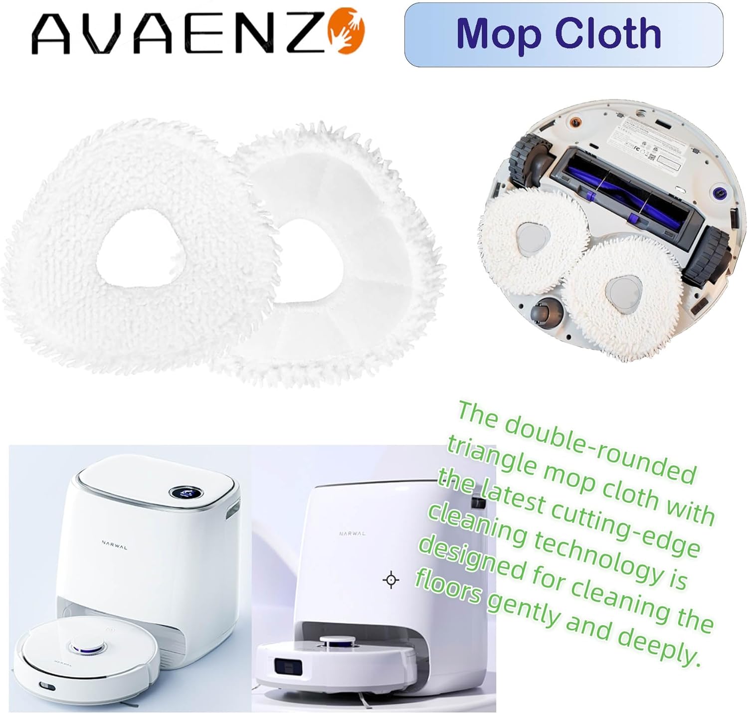 12 Pack Replacement Mop Pads Compatible with Narwal Freo X/Z Ultra Z10 Freo Pro J3 J4 YJCC012 YJCC015 Microfiber Resuable Mop Cloth Robot Vacuum Cleaner Accessories, White