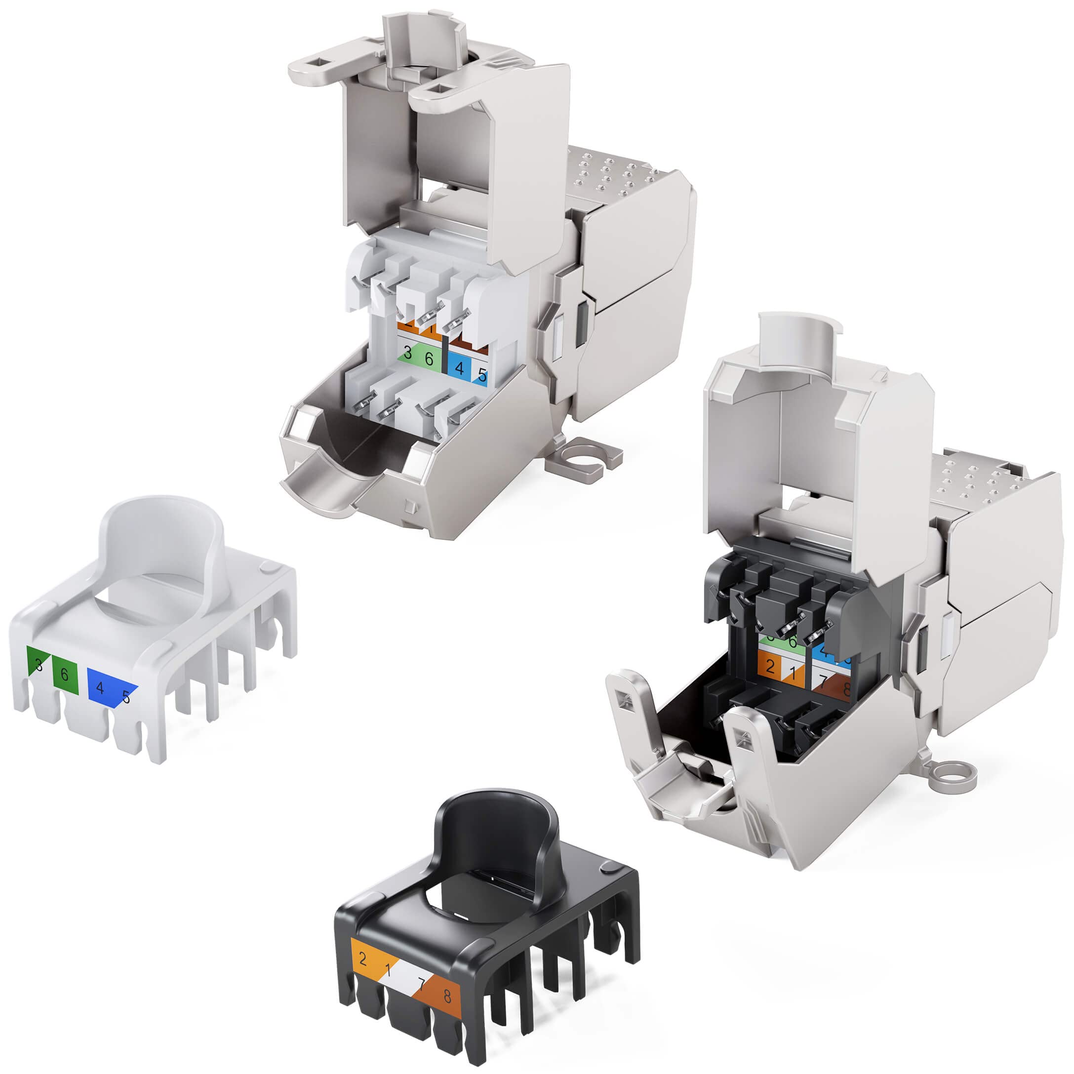 HB-DIGITAL Lot de 5 connecteurs de câble réseau Cat6a Keystone 10 Go sans outil à assembler sur le terrain Adaptateur LAN Ethernet LSA Câble d'installation Interface